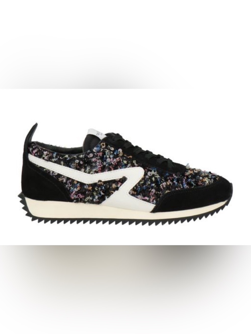 rag & bone Black Sequined Low-Top Sneakers with Multicolor Accents